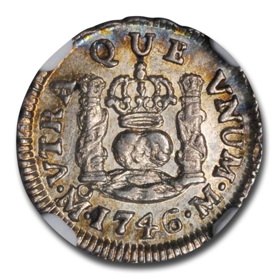 1746 Mo-M Mexico 1/2 Real Philip V MS-63 NGC 1746 Mo-M Mexico 1/2 Real Philip V MS-63 NGC